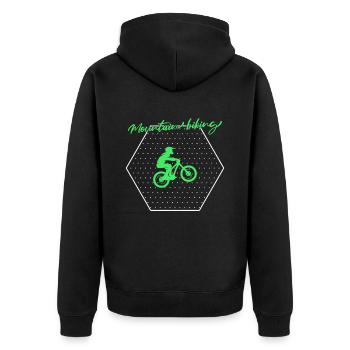 Mountainbike - Unisex Premium Bio Zip Hoodie - Schwarz - Hinten - Nico (187cm)