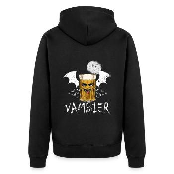 Vambier Halloween Party Bier Fledermaus Vampir - Unisex Premium Bio Zip Hoodie - Schwarz - Hinten - Nico (187cm)