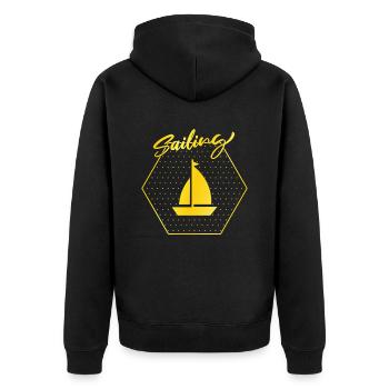 Sail - Unisex Premium Organic Zip Hoodie - black - Back - Nico (187cm)