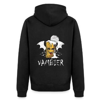 Vambier Halloween Party Bier Fledermaus Vampir - Unisex Premium Bio Zip Hoodie - Schwarz - Hinten - Nico (187cm)