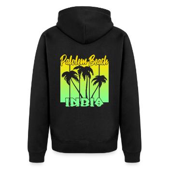 Palolem Beach India - Unisex Premium Bio Zip Hoodie - Schwarz - Hinten - Nico (187cm)