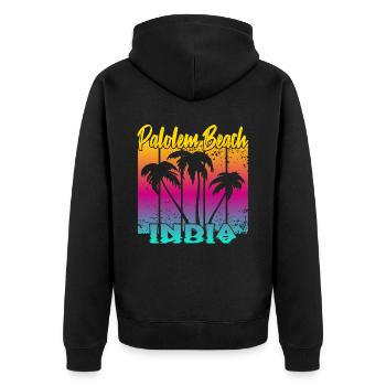 Palolem Beach India - Unisex Premium Bio Zip Hoodie - Schwarz - Hinten - Nico (187cm)