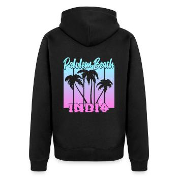 Palolem Beach India - Unisex Premium Bio Zip Hoodie - Schwarz - Hinten - Nico (187cm)