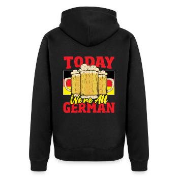 Heute sind wir alle Deutsch Oktober Bierfest - Unisex Premium Bio Zip Hoodie - Schwarz - Hinten - Nico (187cm)