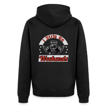 Muscel Car V8 Turbocharger Tuning Rennwagen - Unisex Premium Bio Zip Hoodie - Schwarz - Hinten - Nico (187cm)