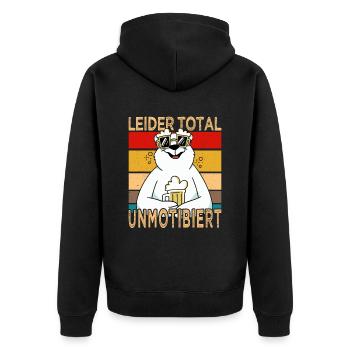Unfortunately totally unmotibated Father's Day beer booze shirt - Unisex Premium Organic Zip Hoodie - black - Back - Nico (187cm)