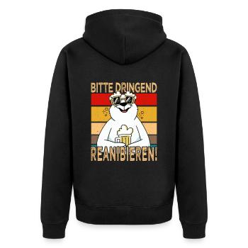 Please urgently reanimate Father's Day Beer Saufshirt - Unisex Premium Organic Zip Hoodie - black - Back - Nico (187cm)