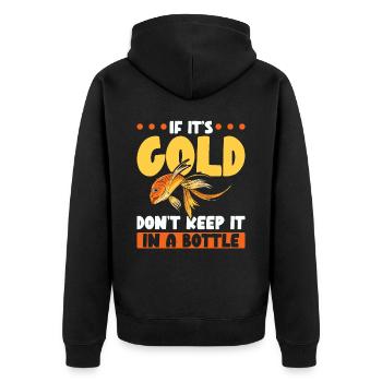 Wenn es Gold ist, bewahre es nicht in einer Flasch - Unisex Premium Bio Zip Hoodie - Schwarz - Hinten - Nico (187cm)