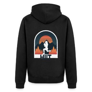 HIIT Fitness Woman - Unisex Premium Organic Zip Hoodie - black - Back - Nico (187cm)