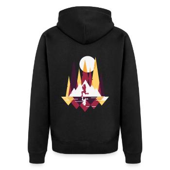 HIIT Fitness Frau - Unisex Premium Bio Zip Hoodie - Schwarz - Hinten - Nico (187cm)