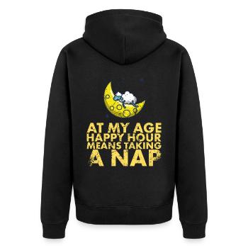 À mon âge signifie Happy Hour, un - Veste à capuche bio Premium Unisexe - noir - Dos - Nico (187cm)