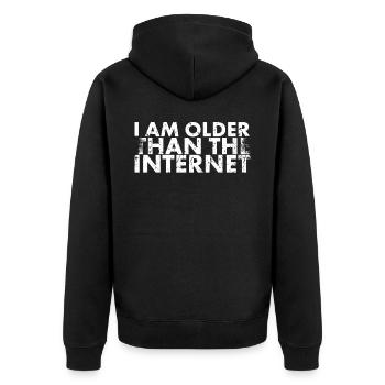 Ich Bin Älter Als Das Internet, Um Alt Zu Werden - Unisex Premium Bio Zip Hoodie - Schwarz - Hinten - Nico (187cm)