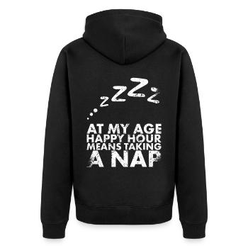 À mon âge signifie Happy Hour, un - Veste à capuche bio Premium Unisexe - noir - Dos - Nico (187cm)