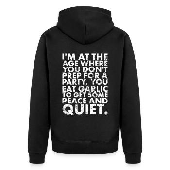 Ich Bin In Dem Alter, In Dem Du Dich Nicht Auf A - Unisex Premium Bio Zip Hoodie - Schwarz - Hinten - Nico (187cm)