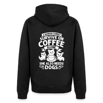 Cafetière Chien Machine Puppy Cup Grains - Veste à capuche bio Premium Unisexe - noir - Dos - Nico (187cm)