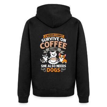 Cafetière Chien Machine Puppy Cup Grains - Veste à capuche bio Premium Unisexe - noir - Dos - Nico (187cm)