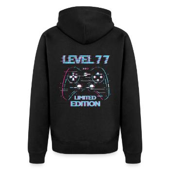 Anniversaire Niveau 77 Gaming Édition Limitée Gamer - Veste à capuche bio Premium Unisexe - noir - Dos - Nico (187cm)