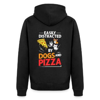 Pizza Hund Essen Pizzeria Italienisch Welpen - Unisex Premium Bio Zip Hoodie - Schwarz - Hinten - Nico (187cm)