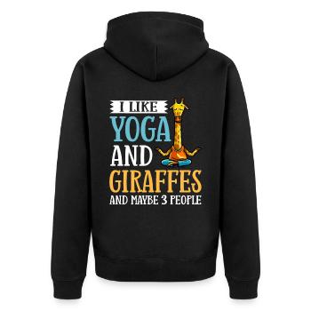Giraffe Yoga Anfänger Workout Posen Zitate - Unisex Premium Bio Zip Hoodie - Schwarz - Hinten - Nico (187cm)