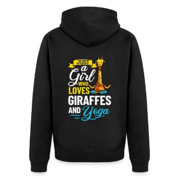 Giraffe Yoga Anfänger Workout Posen Zitate - Unisex Premium Bio Zip Hoodie - Schwarz - Hinten - Nico (187cm)