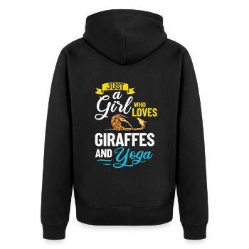Giraffe Yoga Anfänger Workout Posen Zitate - Unisex Premium Bio Zip Hoodie - Schwarz - Hinten - Nico (187cm)