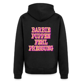 barbiepuppenfehlpressung hell - Unisex Premium Bio Zip Hoodie - Schwarz - Hinten - Nico (187cm)