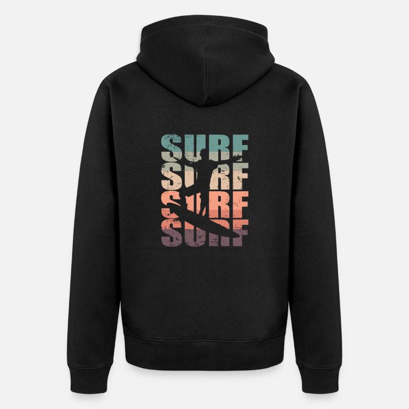 Surf Surf Surf Surf Surfboard - Veste à capuche bio Premium Unisexe - noir