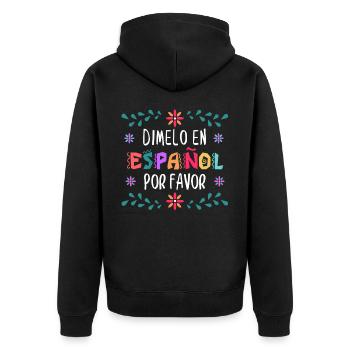 Spanischlehrer, Spanisch Unterrichten - Unisex Premium Bio Zip Hoodie - Schwarz - Hinten - Nico (187cm)
