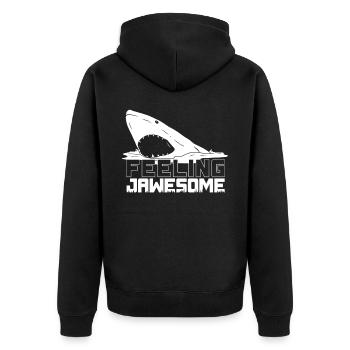 Feel stunning, shark, shark - Unisex Premium Organic Zip Hoodie - black - Back - Nico (187cm)