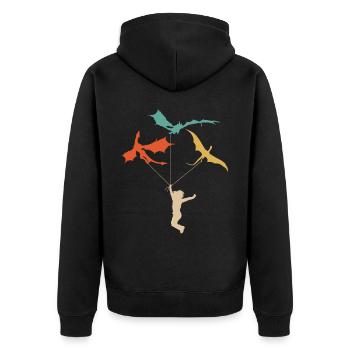 Lustiges Trendiges Kleines Mädchen Mit Drachen - Unisex Premium Bio Zip Hoodie - Schwarz - Hinten - Nico (187cm)
