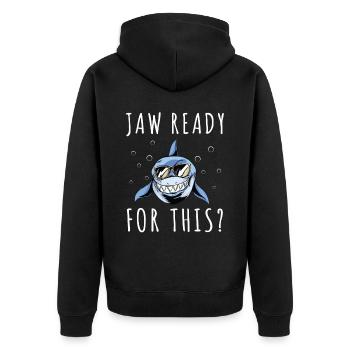 Feel stunning, shark, shark - Unisex Premium Organic Zip Hoodie - black - Back - Nico (187cm)