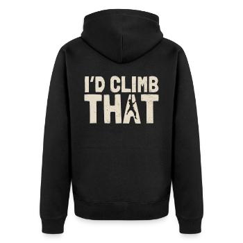 Ich Würde Das Besteigen, Boulder, Klettern - Unisex Premium Bio Zip Hoodie - Schwarz - Hinten - Nico (187cm)