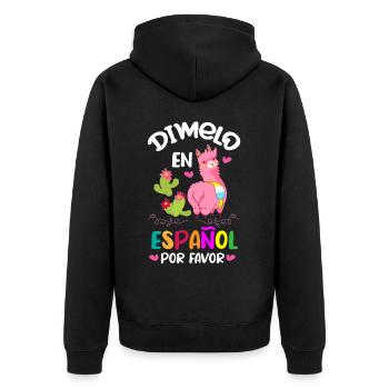Spanischlehrer, Spanisch Unterrichten - Unisex Premium Bio Zip Hoodie - Schwarz - Hinten - Nico (187cm)
