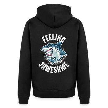 Feel stunning, shark, shark - Unisex Premium Organic Zip Hoodie - black - Back - Nico (187cm)