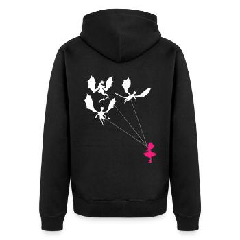 Lustiges Trendiges Kleines Mädchen Mit Drachen - Unisex Premium Bio Zip Hoodie - Schwarz - Hinten - Nico (187cm)