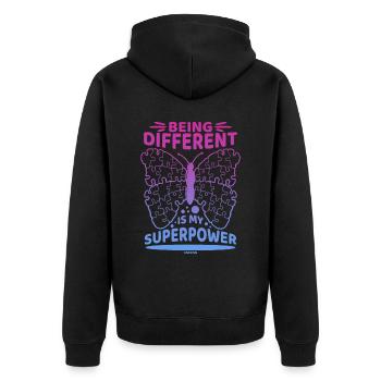 être différent est mon autisme de superpuissance - Veste à capuche bio Premium Unisexe - noir - Dos - Nico (187cm)