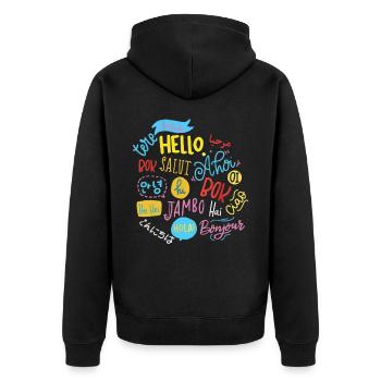 Haben Sie Den Tag, Den Sie Verdienen, Motivierend - Unisex Premium Bio Zip Hoodie - Schwarz - Hinten - Nico (187cm)