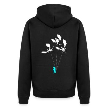 Lustiger Trendiger Kleiner Junge Mit Drachen - Unisex Premium Bio Zip Hoodie - Schwarz - Hinten - Nico (187cm)