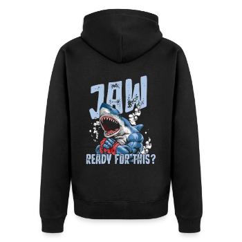 Feel stunning, shark, shark - Unisex Premium Organic Zip Hoodie - black - Back - Nico (187cm)