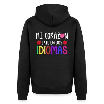 Myheart bat en 2 langues, bilingue - Veste à capuche bio Premium Unisexe - noir - Dos - Nico (187cm)
