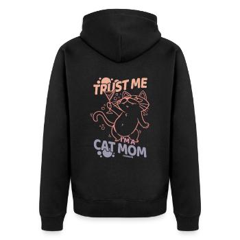 beste Katzenmama Katzendame Katzenbesitzer Geschen - Unisex Premium Bio Zip Hoodie - Schwarz - Hinten - Nico (187cm)