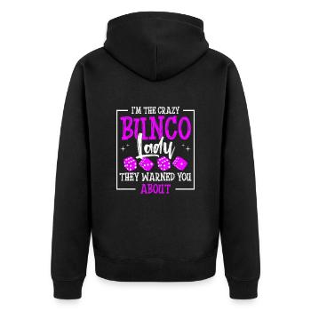 Cray Bunco Lady design for a Bunco Babe - Unisex Premium Organic Zip Hoodie - black - Back - Nico (187cm)