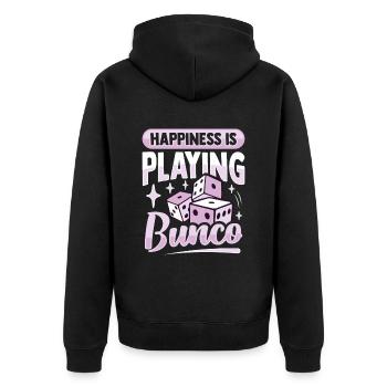 Bunco - Unisex Premium Organic Zip Hoodie - black - Back - Nico (187cm)