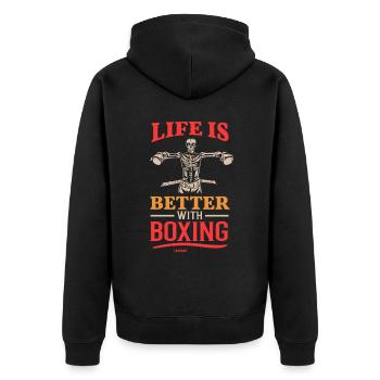La vie est meilleure avec la boxe - Veste à capuche bio Premium Unisexe - noir - Dos - Nico (187cm)