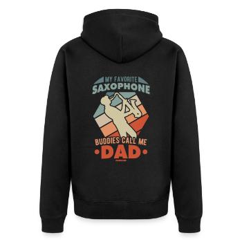 My Favorite Saxophone Buddies Call Me Dad - Unisex Premium Bio Zip Hoodie - Schwarz - Hinten - Nico (187cm)