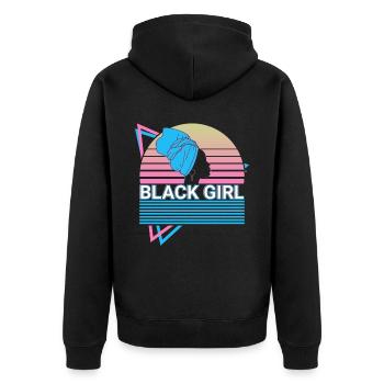 Schwarzes Mädchen Schwarze Geschichte Melanin Schw - Unisex Premium Bio Zip Hoodie - Schwarz - Hinten - Nico (187cm)