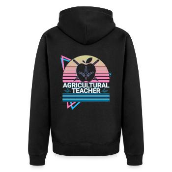 Landwirtschaftslehrer Landwirtschaftsprofessor Ret - Unisex Premium Bio Zip Hoodie - Schwarz - Hinten - Nico (187cm)