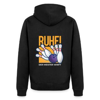 Bowling Strike Bowler Spruch Pins Hobby - Unisex Premium Bio Zip Hoodie - Schwarz - Hinten - Nico (187cm)