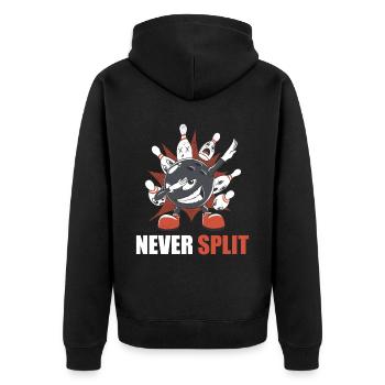 Bowling Never Split Bowler Dabbing Bowlingkugel - Unisex Premium Bio Zip Hoodie - Schwarz - Hinten - Nico (187cm)