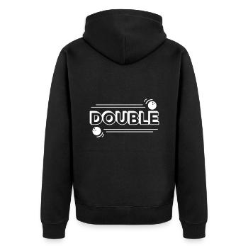 Bowling Double Bowler Spruch - Unisex Premium Bio Zip Hoodie - Schwarz - Hinten - Nico (187cm)